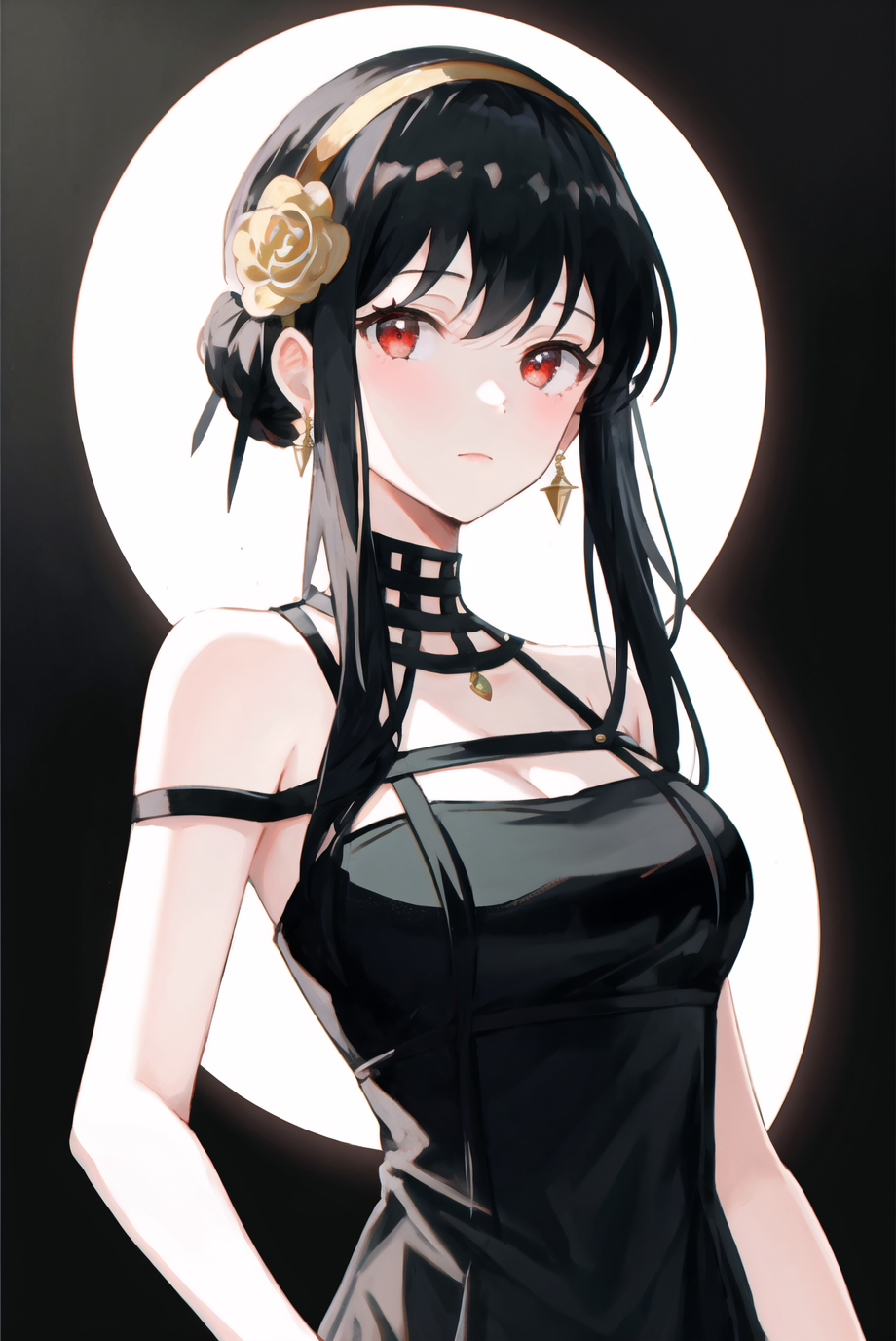 3978514921-246422378-yor briar, 1girl, bare shoulders, black dress, black hair, breasts, closed mouth, dress, earrings, flower, hair flower, hair orn.png